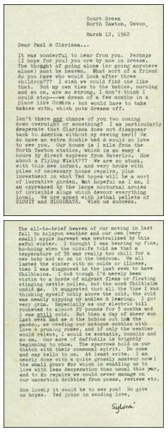Sylvia Plath letter to Paul and Clarissa